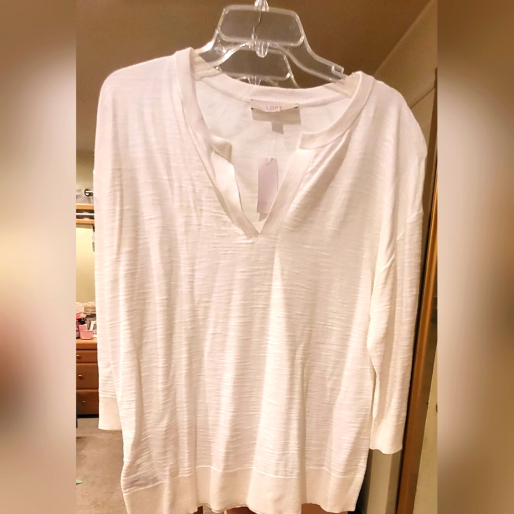 Loft small, white tunic, new with tags